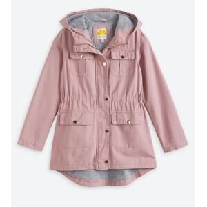 C&C California Pink Jacket Hooded Twill 4 Pocket Lightweight Coat Size 8